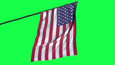 la bandera de los estados unidos ondeando en la pantalla verde. animación en 3d del símbolo de estados unidos.