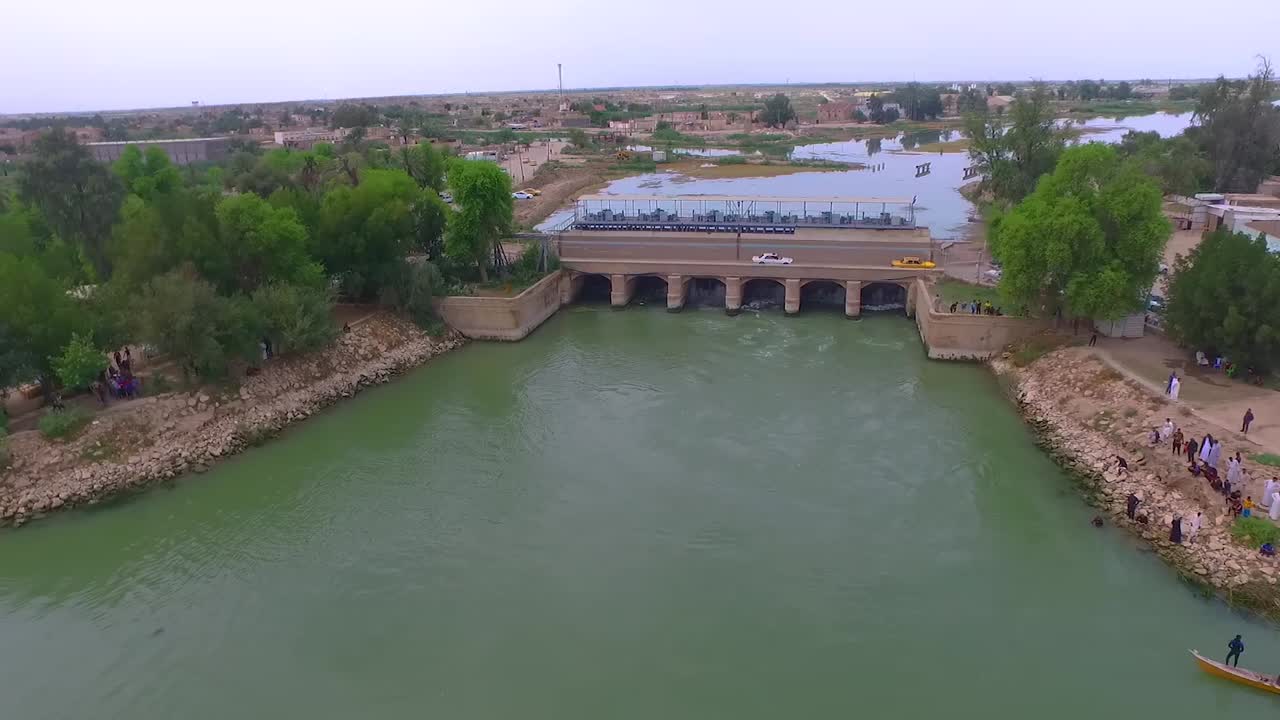 arial view of  alshatrra river in iraq