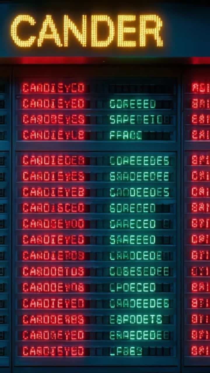 Display Dinamico di Cander: Una Rappresentazione Visiva Coinvolgente di Schemi di Lettere e Testo Illuminato su una Moderna Bacheca Elettronica