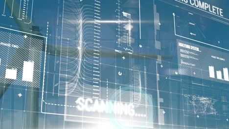 animation of statistics and data processing over wind turbine