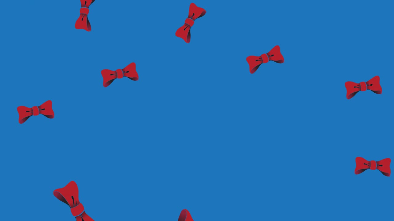 Animazione di papillon che cadono su sfondo rosso