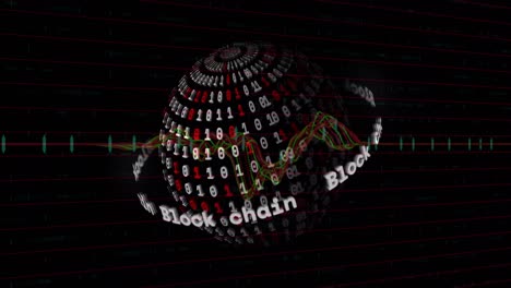 animación del procesamiento de datos en todo el mundo con codificación binaria en fondo negro