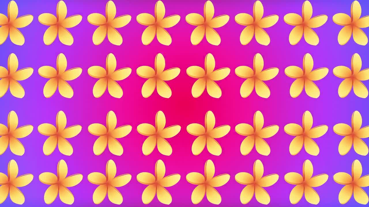 animación de múltiples flores amarillas sobre un fondo colorido