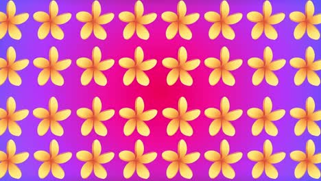 Animation-of-multiple-yellow-flowers-over-colorful-background