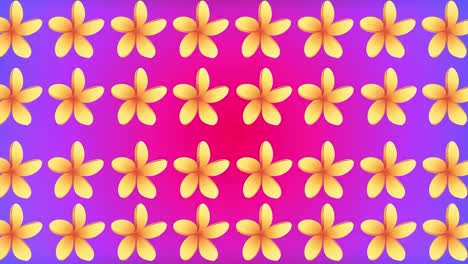 animación de múltiples flores amarillas sobre un fondo colorido