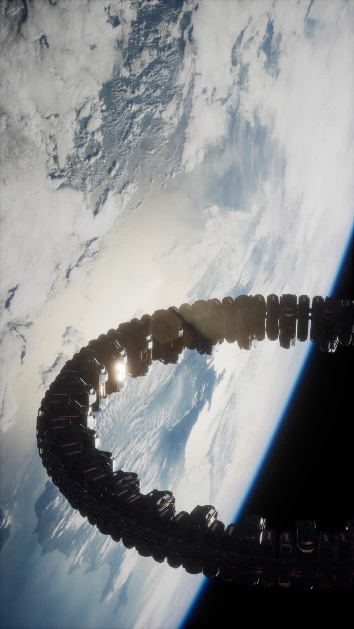 Futuristic space station on earth orbit