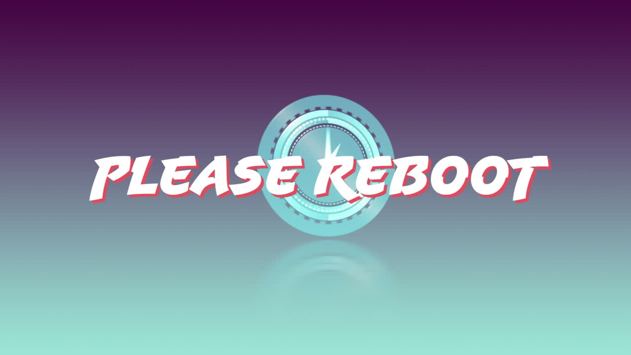 animación del texto por favor reiniciar sobre fondo púrpura y azul