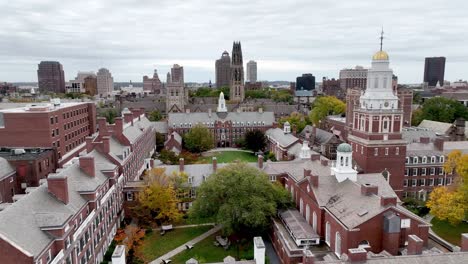 low aerial push yale university in new haven connecticut