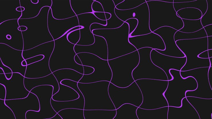 Padrão preto e roxo curvo e ondulado em fundo escuro