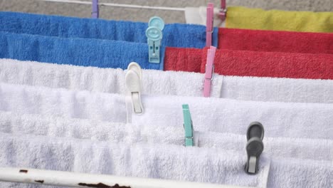 towels drying on a clothesline