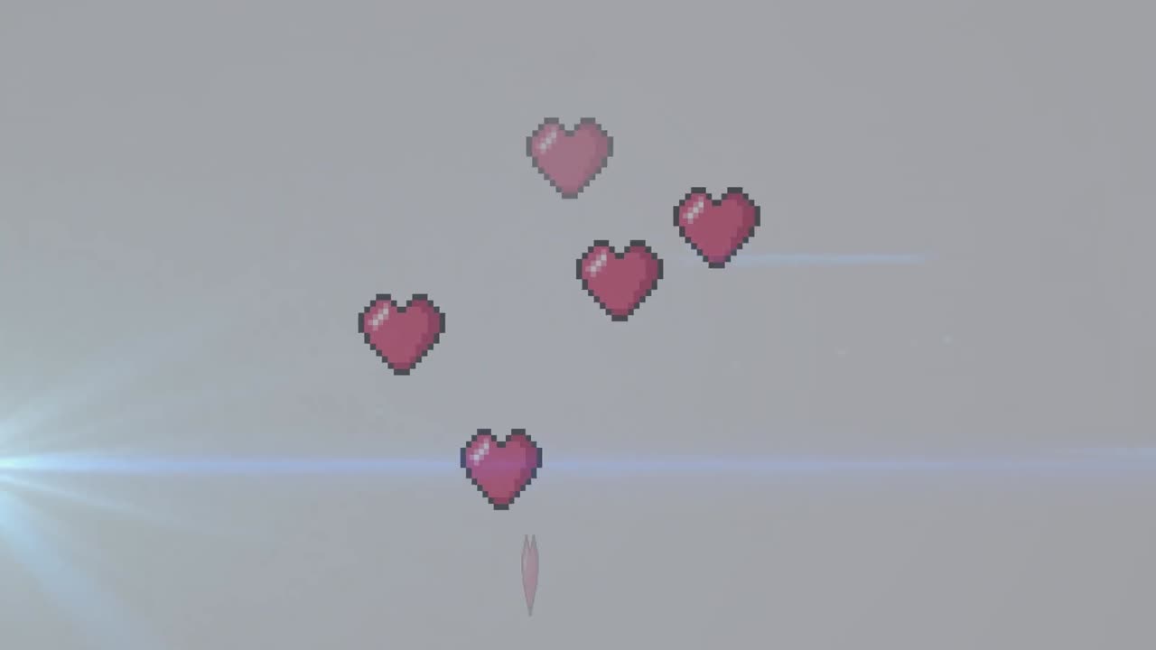 색 배경에 심장 아이콘의 애니메이션