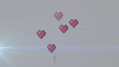 animación de iconos de corazón en fondo blanco
