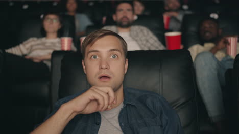 shocked man at the movie theater