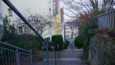 Empty-Stairs-In-Small-German-Village-on-Moody-Day