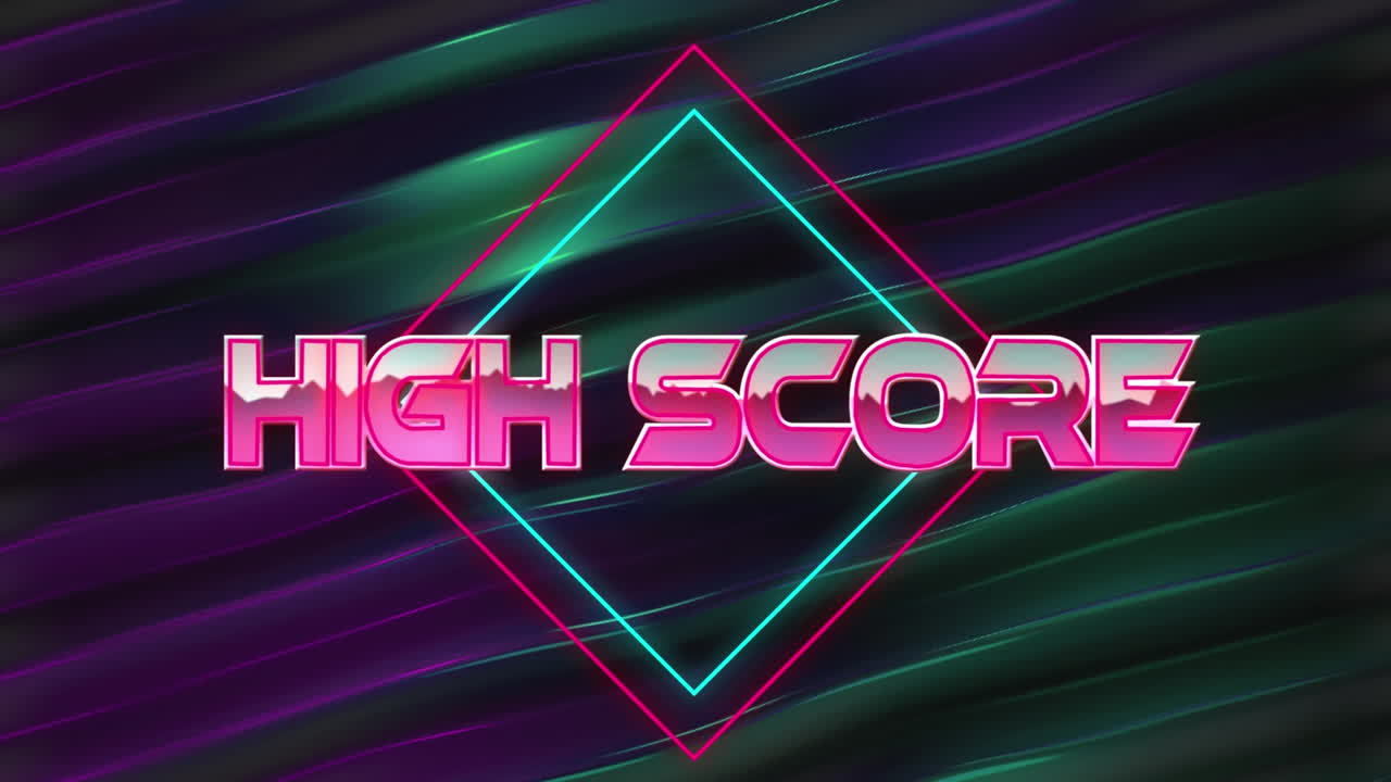 디지털 추상 공간에서 높은 점수의 애니메이션