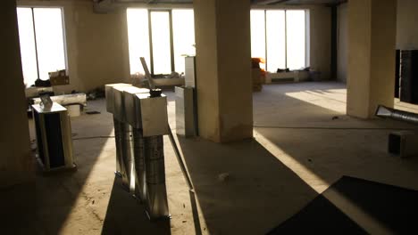 empty construction site room with ventilation systems