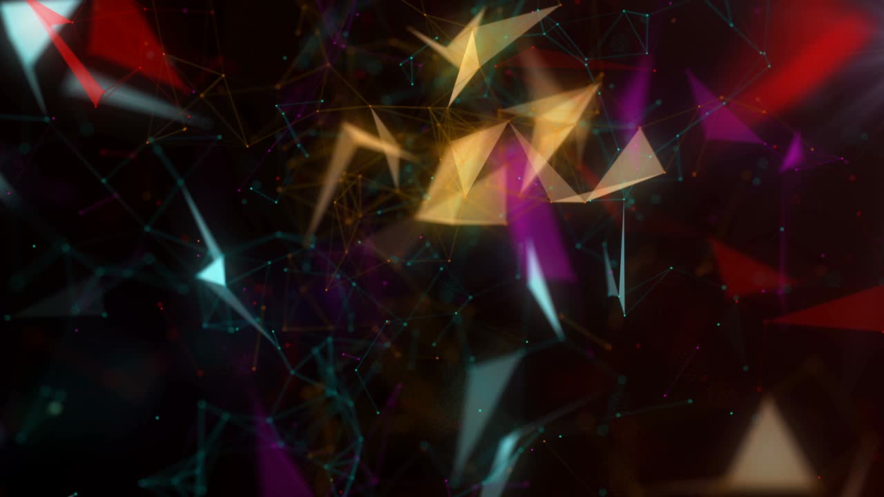 fondo de plexo colorido, plexo de líneas abstractas, triángulos y puntos. animaciones de bucle sin costuras 4k. video de stock