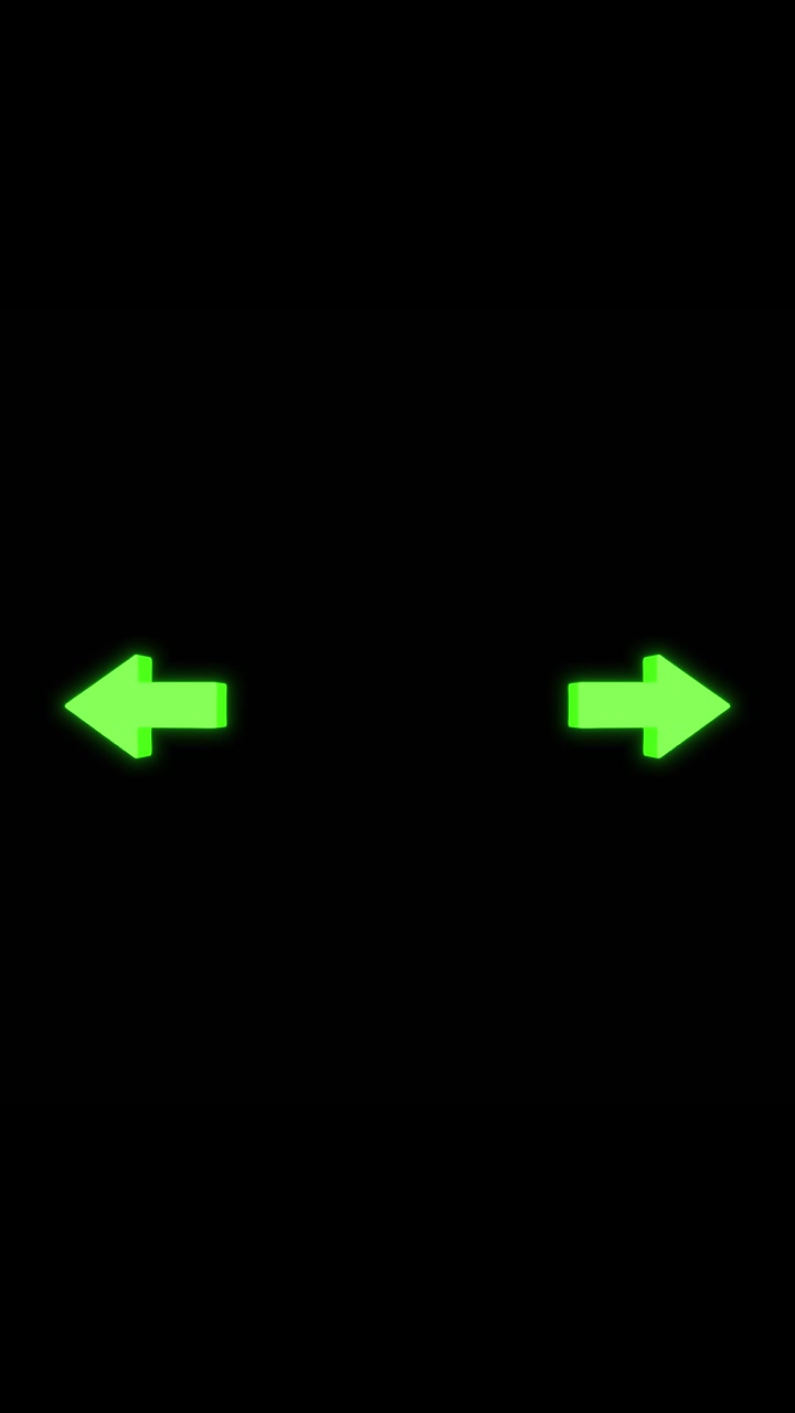 Green left right arrow icons background with glowing direction symbols black empty space and simple