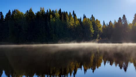 Beautiful-autumn-morning-in-Finland-with-lake-scenery