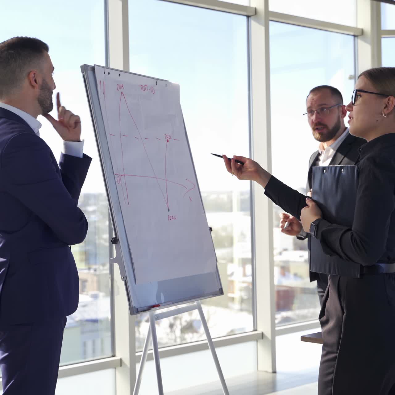 Business courses discussion in modern office. Successfull business meeting at studio