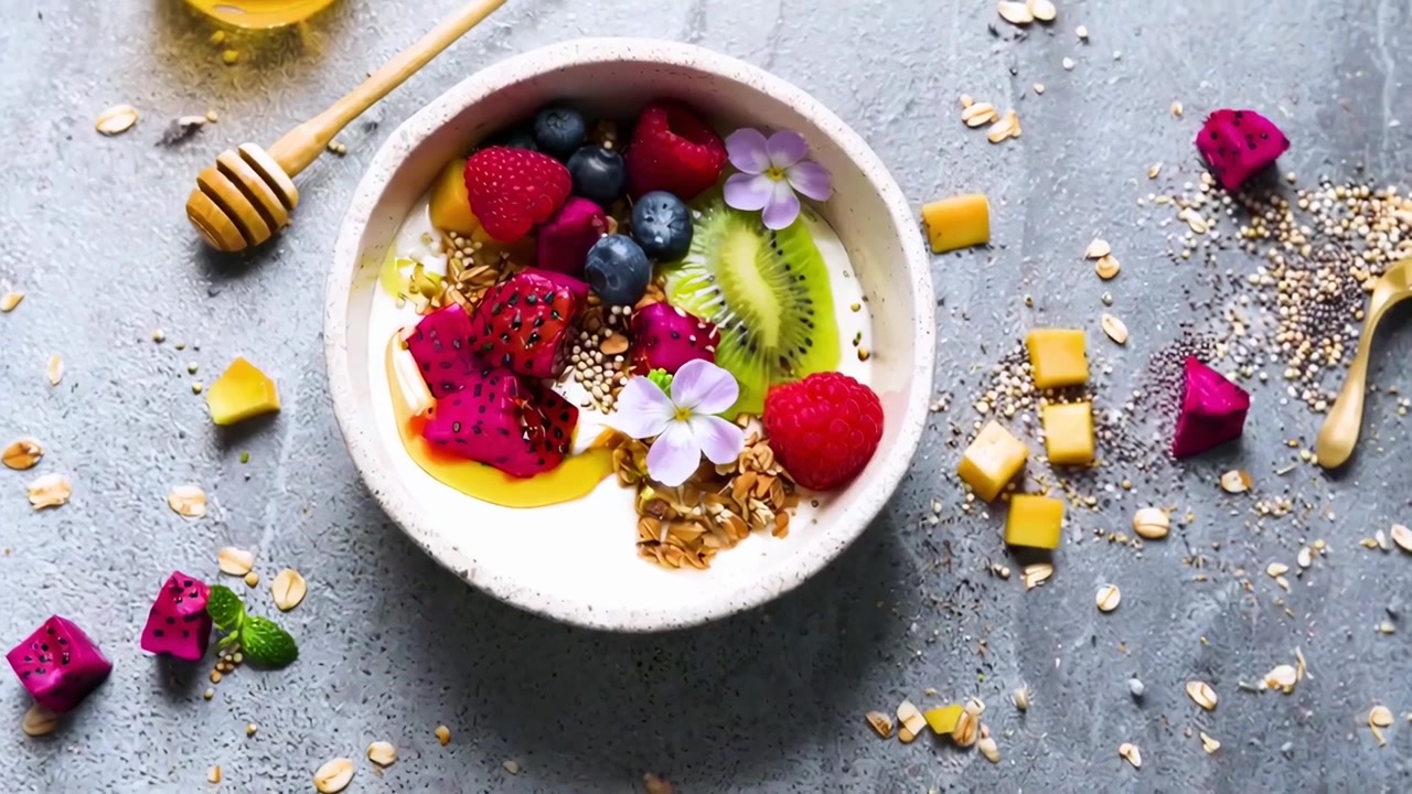 Menyiapkan Semangkuk Yogurt Buah Penuh Warna dan Sehat