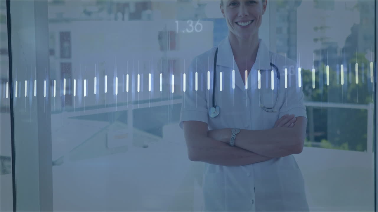 Healthcare professional with stethoscope examining heartbeat in medical setting