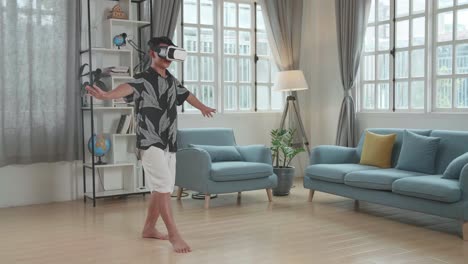 man experiencing virtual reality at home