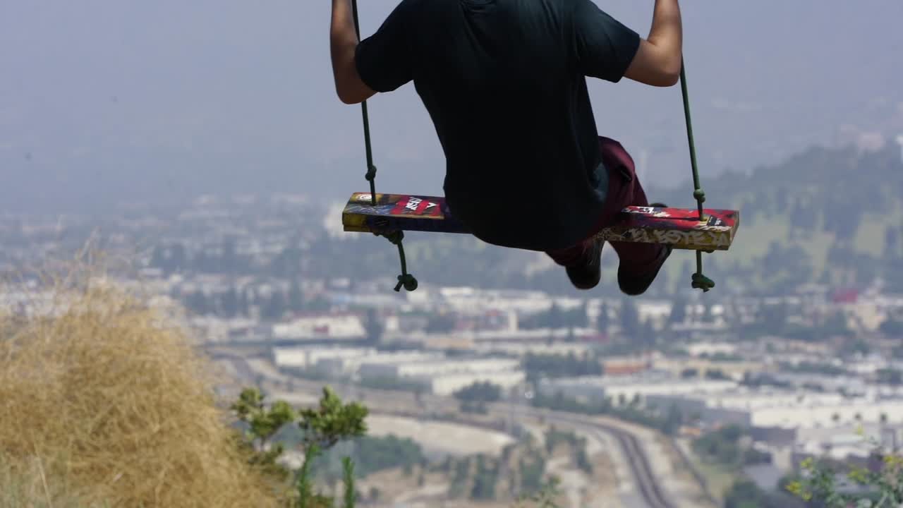 swinging over elysian park in Los Angeles