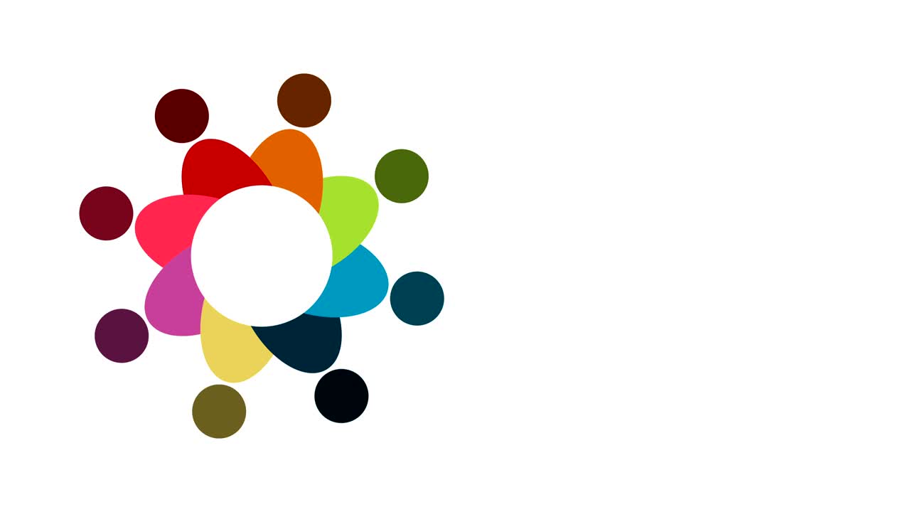 logotipo de personas. grupo símbolo de trabajo en equipo de ocho personas en un círculo.4k resolución gráfica de movimiento