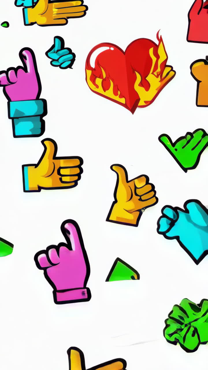 Various Emojis and Symbols Including Flaming Heart and Hand Gestures