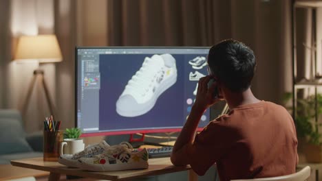 young person designing custom sneakers at home