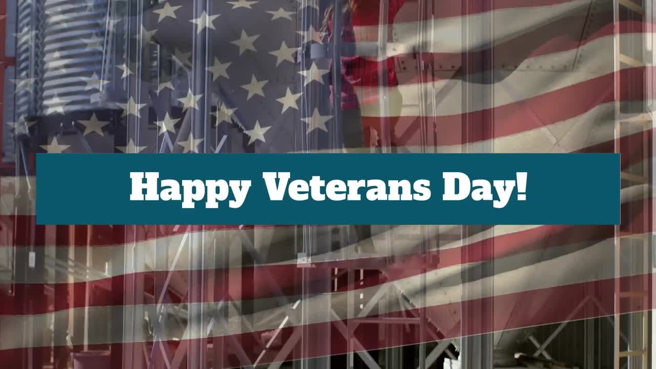 미국의 발 위에 베테랑의 날 텍스트의 애니메이션과 여성 등반