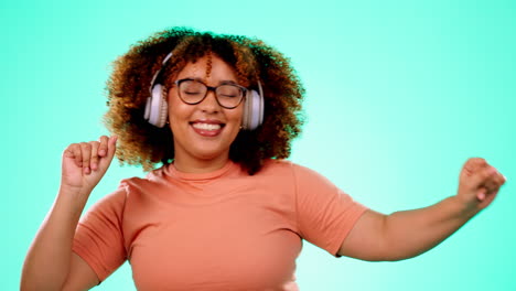 Headphones,-music-and-dancing-black-woman