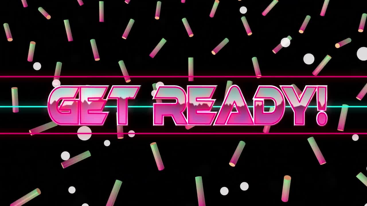 검은색 배경에 선과 다채로운 롤러를 통해 준비 애니메이션