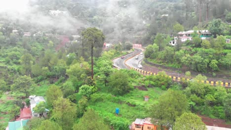 aerial view of traffic along hillside curve e75 expressway linking islamabad to murree in punjab province