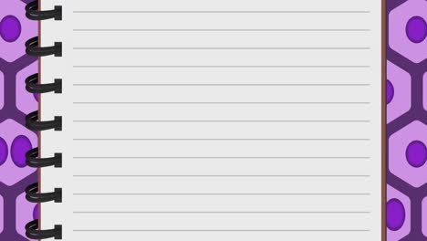 Animación-De-Cuaderno-Sobre-Formas-Sobre-Fondo-Morado