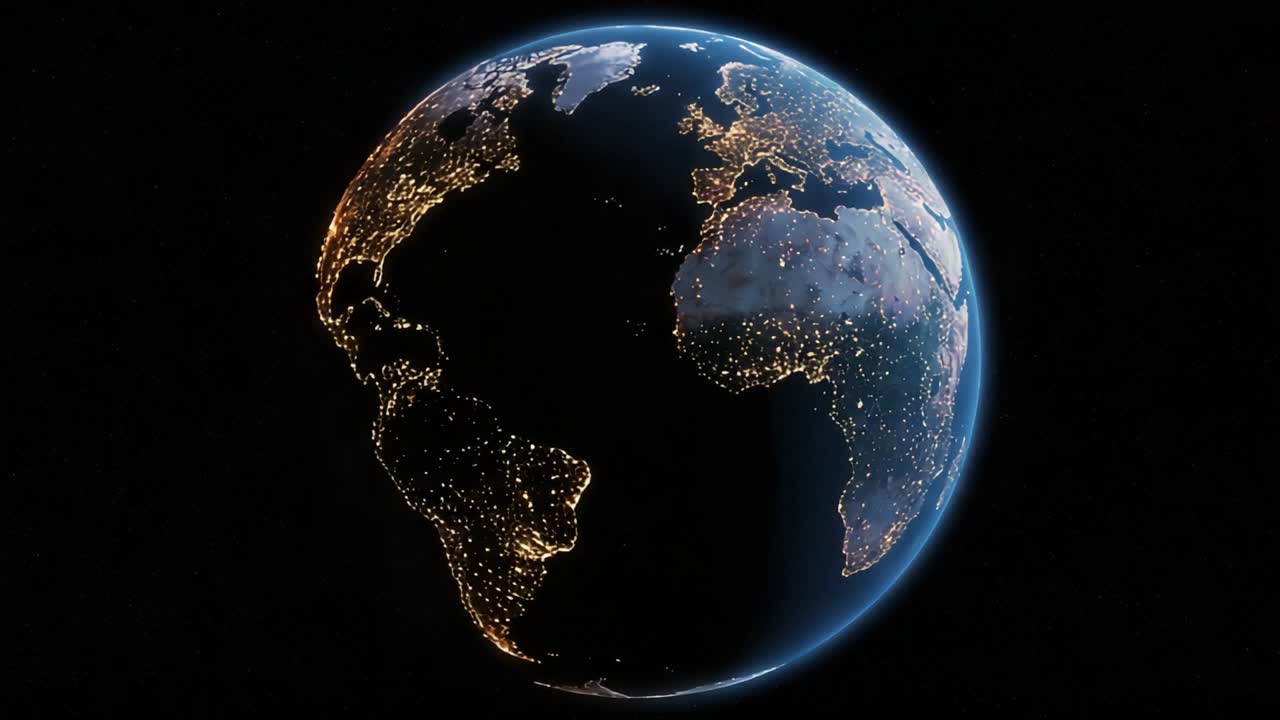 A Stunning View of Earth from Space Showcasing the Glittering Lights of Cities at Night, Captured in Two Powerful Frames Highlighting Our Beautiful Planet