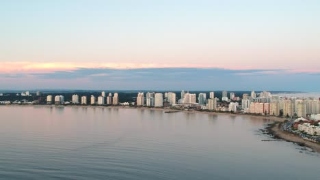 Skyline-of-the-hotels-in-the-coastline-of-Punta-del-Este,-Uruguay