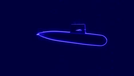 3d animation of a submarine hologram