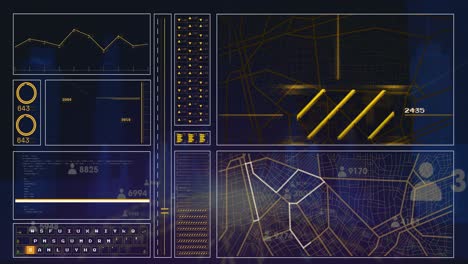 animación del procesamiento de datos sobre un fondo negro