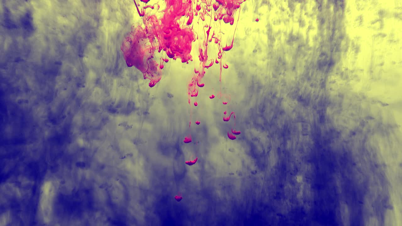 Flusso organico di pittura rosa, gialla e blu 4k
