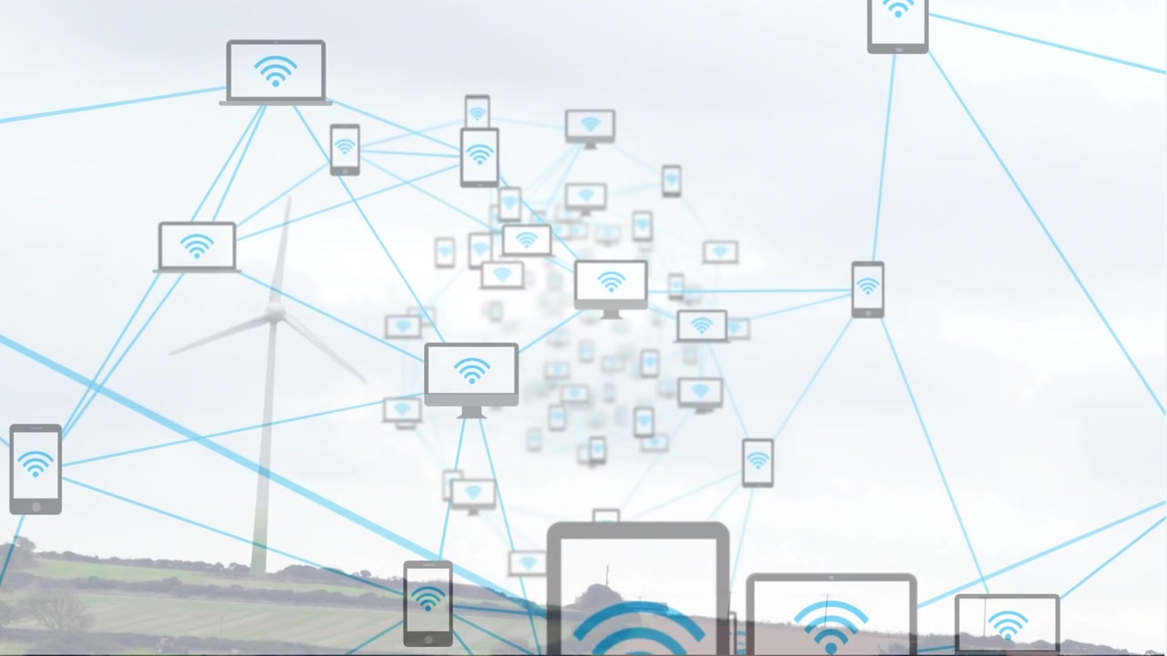 Digital Network Connection of Devices Over Rural Landscape