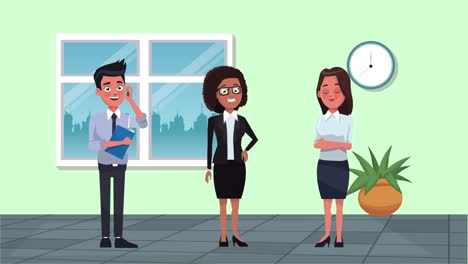 elegant successful business people animation characters