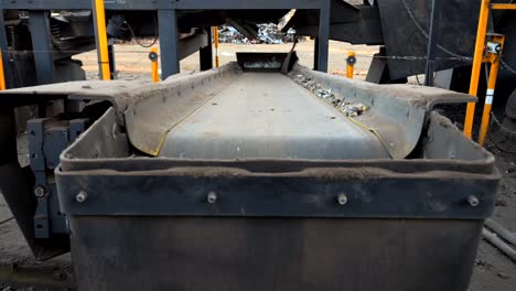 working car shredder machine, close-up of conveyor belt