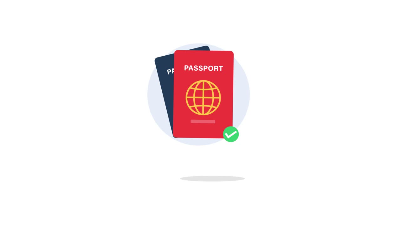 Passport Verification Animation with Magnifying Glass and Checkmark ...