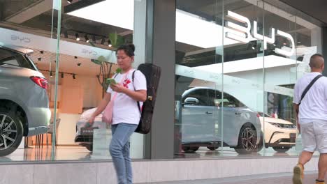 byd electric car dealership on a city street