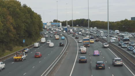 Twelve-lane-motorway-with-traffic-slow-motion