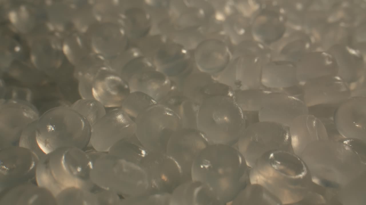 Close Up of Translucent Plastic Pellets