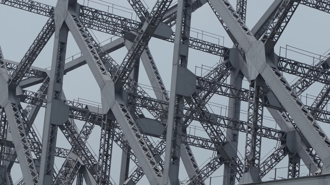Close-up of a Steel Truss Bridge Structure
