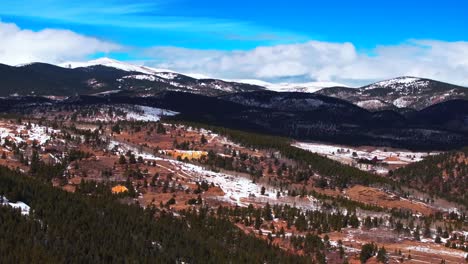 gold mining indian peaks nederland eldora historic central city parkway black hawk casinos idaho springs aerial drone colorado gilpin county winter bluesky sunny clouds rocky mountains circle right
